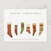 パステルレエレガントッドグリーンスターチャースマスストッキング シーズンポストカード (正面)