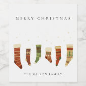 パステルレエレガントッドグリーンスターチャースマスストッキング ワインラベル (シングルラベル)