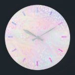 パステルレオパードのスキンの大きな時計 ラージ壁時計<br><div class="desc">モダンアニマルプリント時計</div>