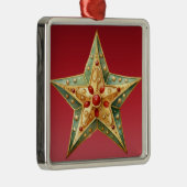 パステルレッドグリーン金ゴールドポイントリスマススター メタルオーナメント (右)
