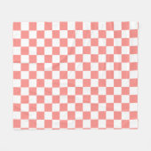 パステルレッドホワイトチェッ市松模様にカーボードヴィンテージ フリースブランケット (正面(横))