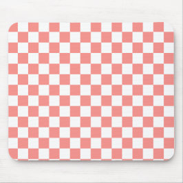 パステルレッドホワイトチェッ市松模様にカーボードヴィンテージ マウスパッド