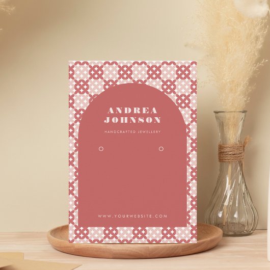 パステルレッドミッドセンチュリーアーモダンチイヤリングディスプレイ 名刺