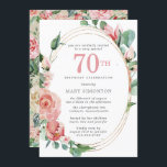 パステルレッドローズフローラ70thバースデーパーティー 招待状<br><div class="desc">ピンクに近い柔らかいパステルレッドは、この70歳の誕生日の招待状に美しいフローラエレガントデザインを作成する。赤いバラは緑の深いに囲ま葉れている。バラと葉はシック数々のストランドの金ゴールドフレーム。70日は書大きな赤い文字。残りの文字は濃い灰色。招待状の後ろにバラの花のパターン。この招待はパステルレッドフローラコレクションの一部である。70歳の誕生日パーティーの招待を簡単にかわいらし作成すユニークるテンプレートが含まれている。また、パーティー・サプライを作成するテンプレートも含まれる。このページにリンクが表示されるはずです。リンクもしが表示されない場合は、私に連絡お願いする。</div>