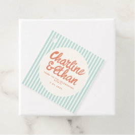 パステルレッド手書きレトロ結婚ズサンキューファヴ フェイバータグ