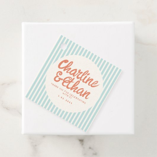 パステルレッド手書きレトロ結婚ズサンキューファヴ フェイバータグ (インサイチュ)