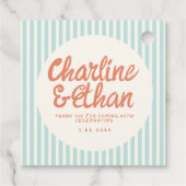 パステルレッド手書きレトロ結婚ズサンキューファヴ フェイバータグ (裏面)