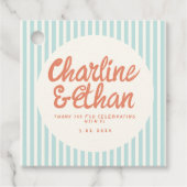 パステルレッド手書きレトロ結婚ズサンキューファヴ フェイバータグ (正面)