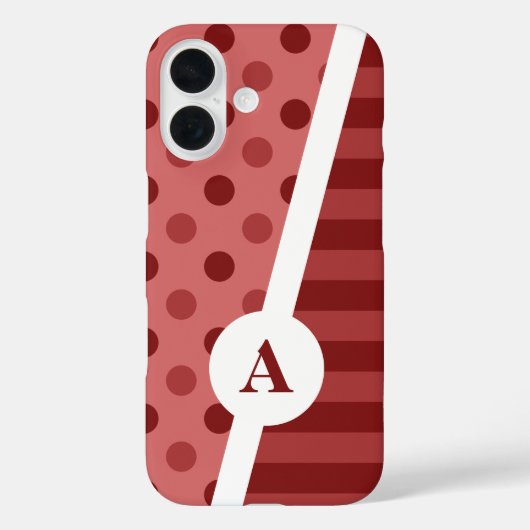 パステルレッド水玉模様とストライプパターン Case-Mate iPhoneケース (裏面)