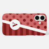 パステルレッド水玉模様とストライプパターン Case-Mate iPhoneケース (裏面 (横))