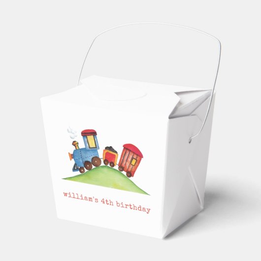 パステルレッド&ブルートレインバースデーパーティー フェイバーボックス (正面サイド)