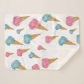 パステルレトロウォーターカラーアイスクリーム&スプリンクル シェルパブランケット (正面(横))