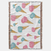 パステルレトロウォーターカラーアイスクリーム&スプリンクル スローブランケット (正面縦)