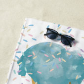 パステルレトロウォーターカラーアイスクリーム&スプリンクル ビーチタオル (インサイチュ)