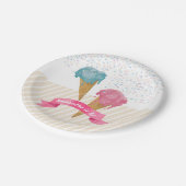 パステルレトロウォーターカラーアイスクリーム&スプリンクル ペーパープレート (アングル)