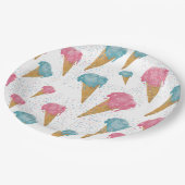 パステルレトロウォーターカラーアイスクリーム&スプリンクル ペーパープレート (アングル)