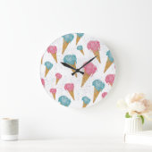 パステルレトロウォーターカラーアイスクリーム&スプリンクル ラージ壁時計 (ホーム)