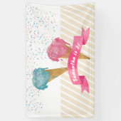 パステルレトロウォーターカラーアイスクリーム&スプリンクル 横断幕 (縦)