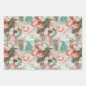 パステルレトロクリスマスビネット ラッピングペーパーシート (正面)