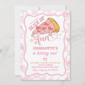 パステルレトロスライスおもしろいピザパーティー 招待状 (正面)