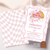 パステルレトロスライスおもしろいピザパーティー 招待状