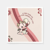 パステルレトロピンクカワイバルーンベビードラゴン スタンダードカクテルナプキン (正面)