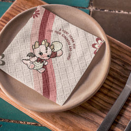 パステルレトロピンクカワイバルーンベビードラゴン スタンダードカクテルナプキン