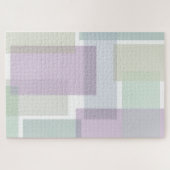 パステルレトロブロックラベンダーグリーンブルー抽象芸術 ジグソーパズル (横)