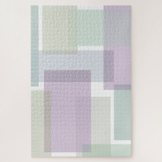 パステルレトロブロックラベンダーグリーンブルー抽象芸術 ジグソーパズル (縦)