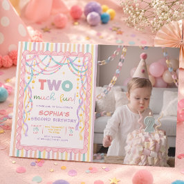 パステルレトロペーパーチェーン 女の子 2歳の誕生日 写真 招待状