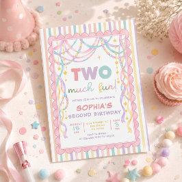 パステルレトロペーパーチェーン 女の子 2歳の誕生日 招待状