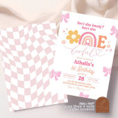 パステルレトロレインボーオネダーフル1st誕生日 招待状