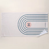 パステルレトロ抽象芸術ジオメトリックラインアーチ ビーチタオル (正面)