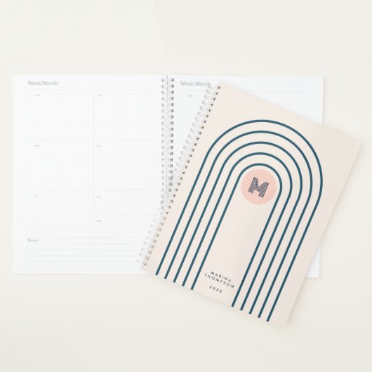 パステルレトロ抽象芸術ジオメトリックラインアーチ プランナー手帳 (ディスプレー)