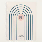 パステルレトロ抽象芸術ジオメトリックラインアーチ プランナー手帳 (正面)