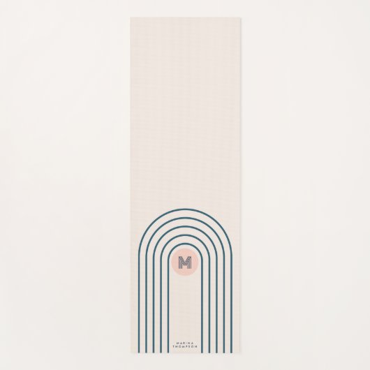 パステルレトロ抽象芸術ジオメトリックラインアーチ ヨガマット (正面)