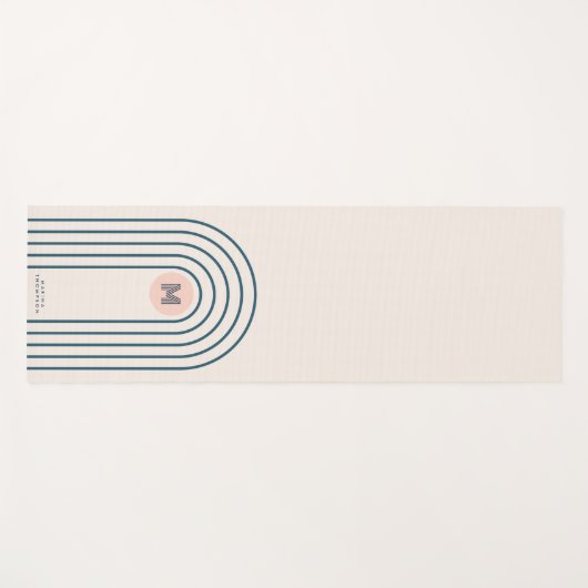 パステルレトロ抽象芸術ジオメトリックラインアーチ ヨガマット (正面(横))