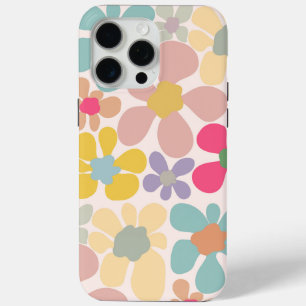 パステルレトロ波状花 iPhone 15 PRO MAXケース