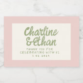 パステルレトロ結婚手書ききらめくズワインラ スパークリングワインラベル (シングルラベル)