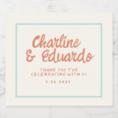 パステルレトロ結婚手書ききらめくズワインラ スパークリングワインラベル (シングルラベル)