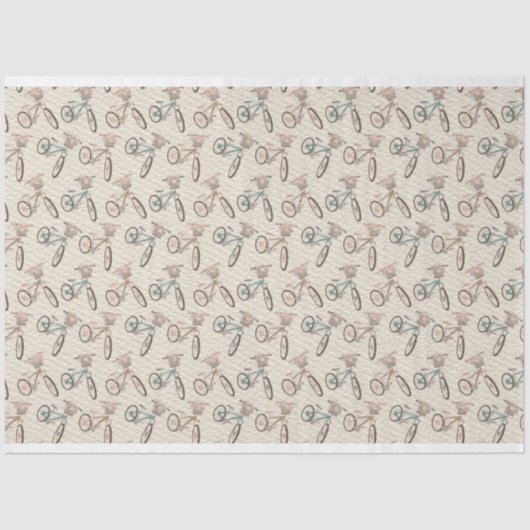 パステルレトロ自転車花付き 薄葉紙 (正面)