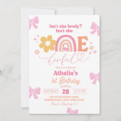 パステルレトロ虹色ワンダフル1歳誕生日 招待状 (正面)