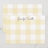 パステルレモンイエローアンドホワイトギンガムチェック ノートカード (正面/裏面)