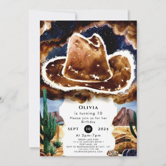 パステルロデオカウボーイ誕生日 招待状 (正面)