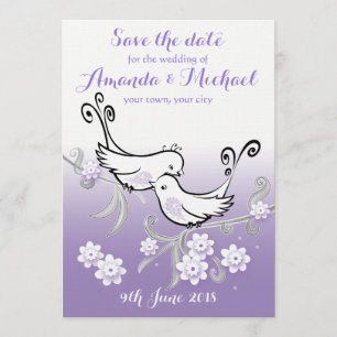 パステルロベバード結婚式Save the Dateポストカード セーブザデート