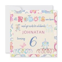 パステルロボット誕生日キッズパーティの招待状