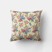 パステルロマンチックな花ピンク、赤、青のバラ名 クッション (裏面)