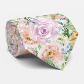 パステルロマンチックバラパターンショート ネクタイ (ロール)