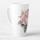 パステルローズと芍薬の水彩フラワー カフェラテマグ (左アングル)