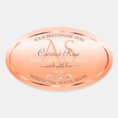 パステルローズ サルモン 商品ラベル ジュエル モノグラム 楕円形シール (正面)
